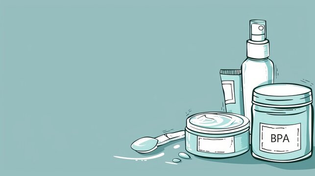 BPA presence in personal care items poses health risks in cosmetics and hygiene products, banner, empty space