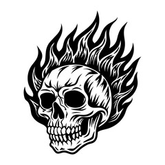 Skull with flames  burning skull fire skull