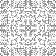 Seamless geometric pattern with linear arabic style on white background. Versatile design for various creative projects, suitable for Islamic decorative arts.
