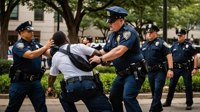 white police officers violently arrest a young black African American man video animation