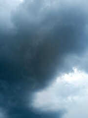 Dramatic sky with storm clouds before rain. View of the stormy sky and dark clouds.