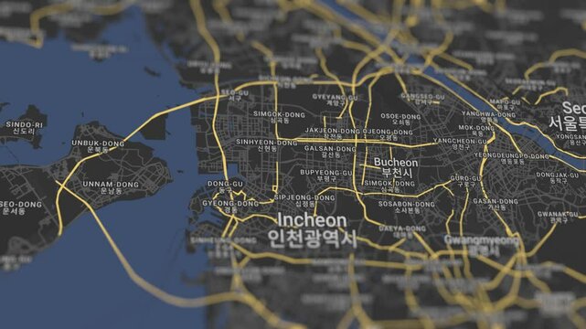 Incheon Map South Korea, Slider Shot