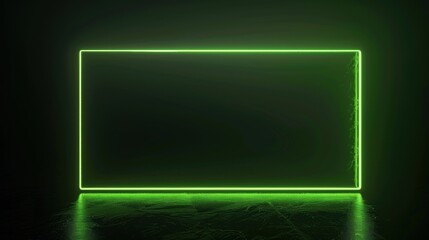 Glowing green neon frame on dark background