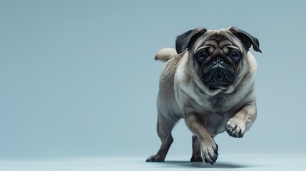 Obraz premium Purebred pug in studio setting with focus on movement and pet beauty