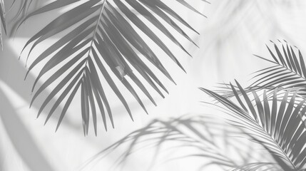 Obraz premium Monochrome palm leaf shadows on white wall