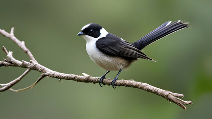 Malaysian Pied Fantail Bird, (Rhipidura javanica)