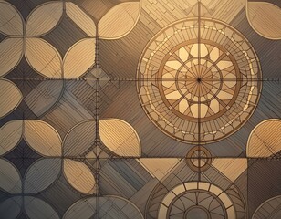 Floor tiles texture with a pattern of circles and rectangles