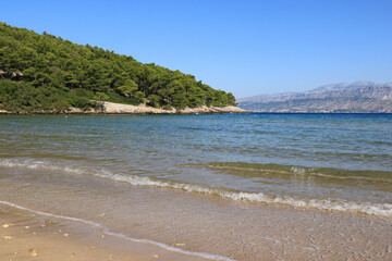 Obraz premium waves on the sandy Lovrecina beach , island Brac, Croatia