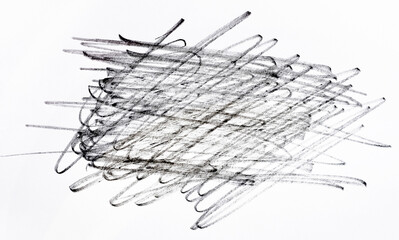 Hatching with black lead pencil on white paper