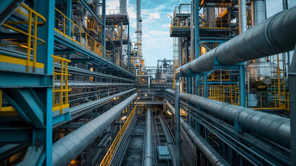 Fototapeta premium A modern industrial complex with streamlined production processes, showcasing efficiency and innovation.
