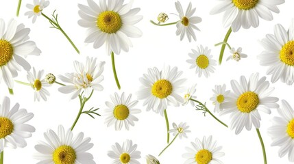 Beautiful daisies arranged on a clean white background