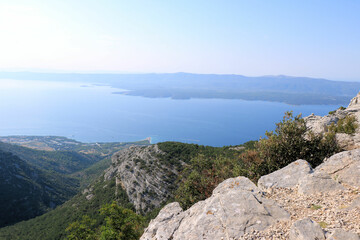 The Golden horn beach seen from the viewpoint Vidova Gora on the island  Brac , Croatia