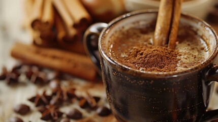 Cinnamon infused coffee in focused view
