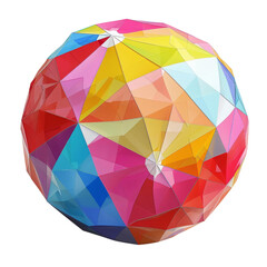 Colorful geometric polyhedron with glossy triangular facets creating a vibrant, abstract, and modern 3D design.