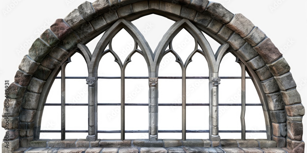 Aufkleber A window with a stone bench in front of it