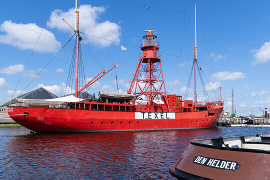 Den Helder, Netherlands -June 5, 2024: museum lightship Texel No. 10 in the port of Den Helder