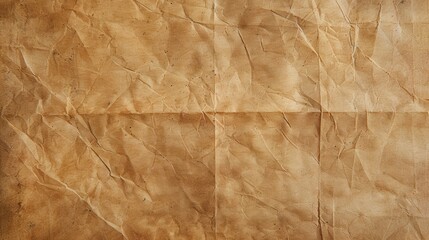 Close-up of wrinkled and folded brown paper texture