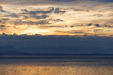 Dusk view of mountains and sea, Vancouver Island