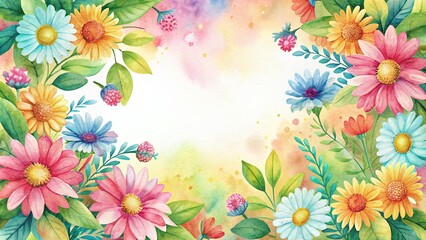 Colorful Floral Watercolor Frame - Perfect for Invitations and Event Cards