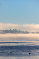 Clouds over the sea at dawn in British Columbia