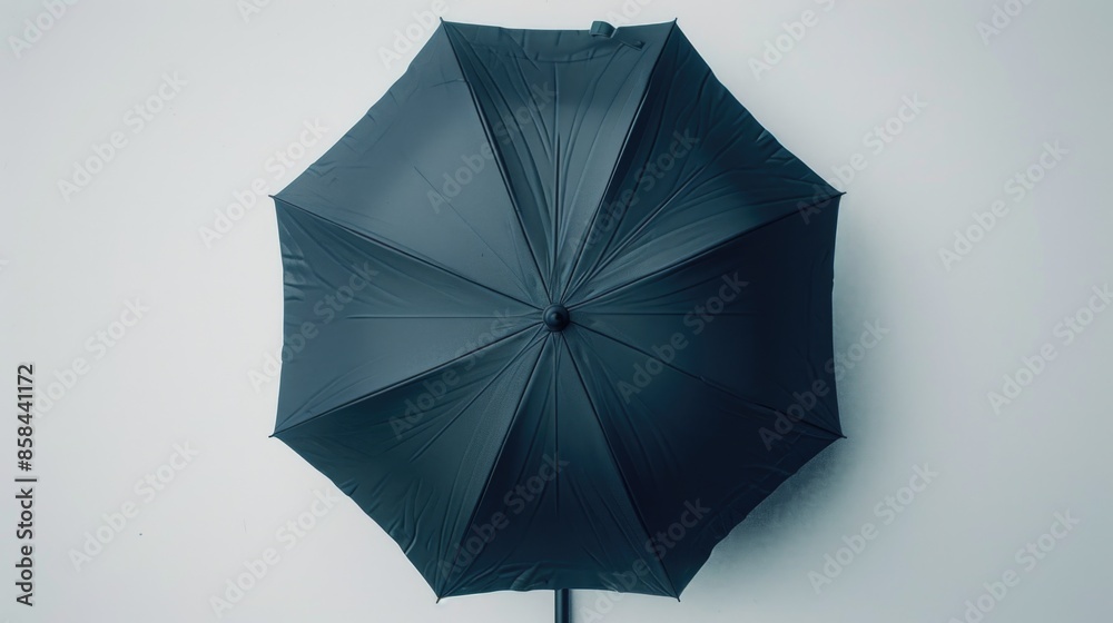 Poster A simple and empty space with a black umbrella standing out