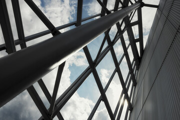 Steel frames supporting modern architectural structure