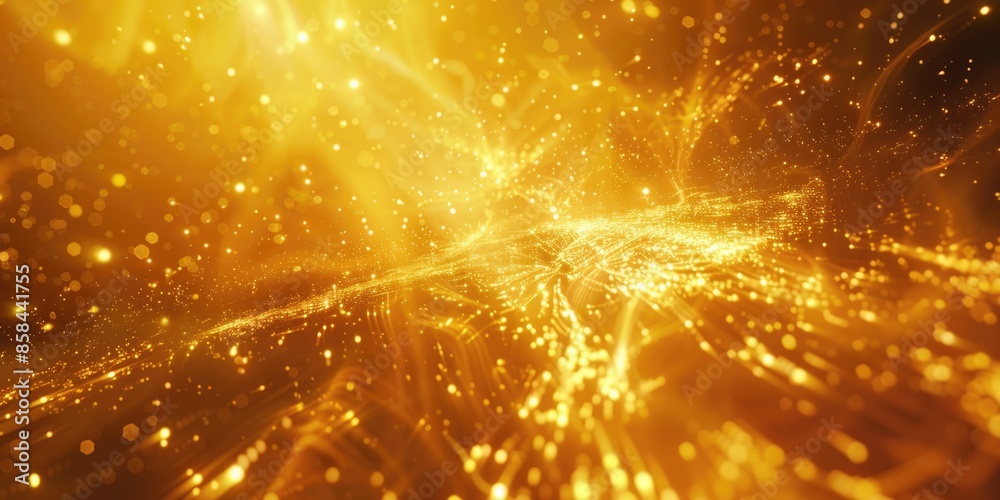 Poster A vibrant golden background covered in sparkles, suitable for use as a decorative element or to add luxury and glamour to your design