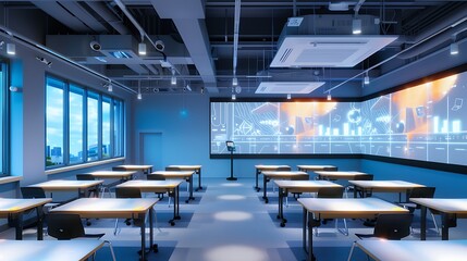 Obraz premium innovative classroom where interactive projectors use the walls as screens