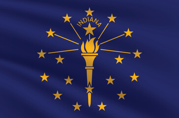 Naklejka premium Indiana State Flag illustration. Indiana Flag. Waving Indiana State Flag. 