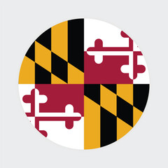  Maryland State Flag illustration. Maryland Flag. Maryland State Round Flag. 
