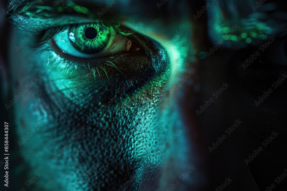 Canvas Prints Close-up portrait of a person with striking green eyes