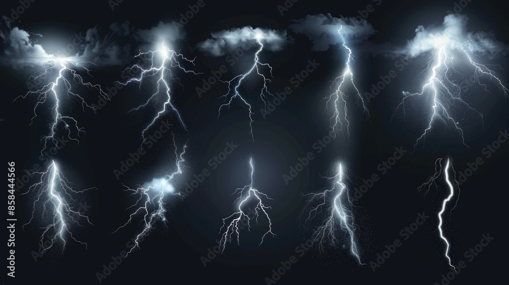 Poster A set of lightning flashes illuminating the darkness, useful for scenes where sudden light is needed
