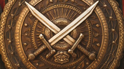 Heritage Indian Shield with Talwar Swords - Strength and Tradition
