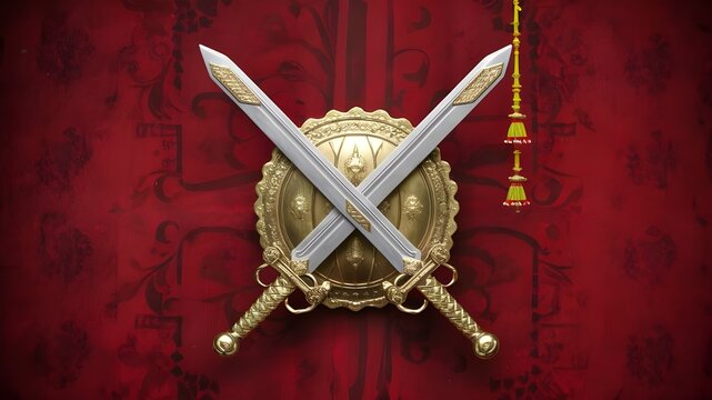 Heritage Indian Shield with Talwar Swords - Strength and Tradition