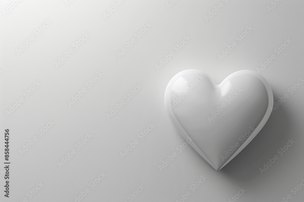 Poster A white heart-shaped object placed on a gray surface