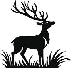 Cute deer black vector illustration