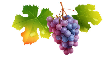 Fototapeta premium Colorful Realistic Grape Clusters on Transparent Background - Fresh Fruit Photography for Organic Agriculture and Healthy Diet Concepts