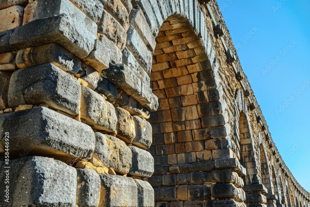 Poster a stone arch with a clock on top