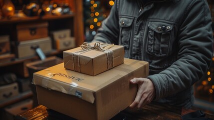 Professional Unboxing a New Camera with Detailed Packaging in Realistic Style, Side Angle View, Golden Ratio Composition, Copy Space for Text