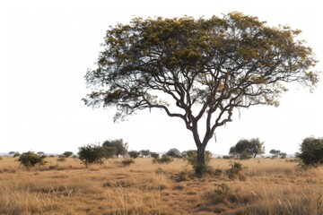 A solo elephant standing near a tree in an open field