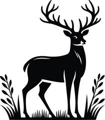 Cute deer black vector illustration