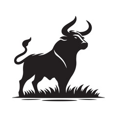 bull silhouette icon, strength, and perseverance symbol. vector image of an animal