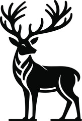 Cute deer black vector illustration