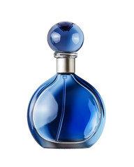 Glass jars for perfume in a blue shade isolated on a white background