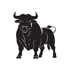 bull silhouette icon, strength, and perseverance symbol. vector image of an animal