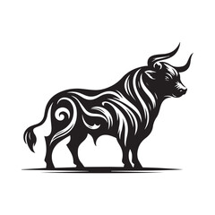 bull silhouette icon, strength, and perseverance symbol. vector image of an animal