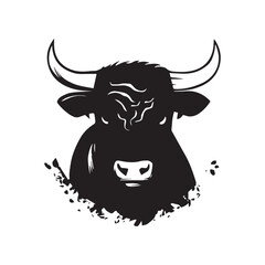 bull silhouette icon, strength, and perseverance symbol. vector image of an animal