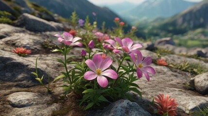 Obraz premium Alpine Wildflowers in Bloom