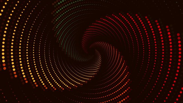 dot particle pattern rotating motion on black background animation