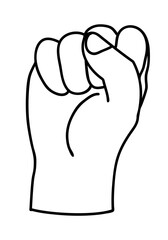 Doodle Zero or Fist icon. Hand drawn gesture symbol. Line art style graphic design element. Png clipart isolated on transparent background